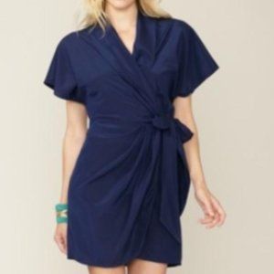 Calypso St. Barth Navy Blue Silk Wrap Dress